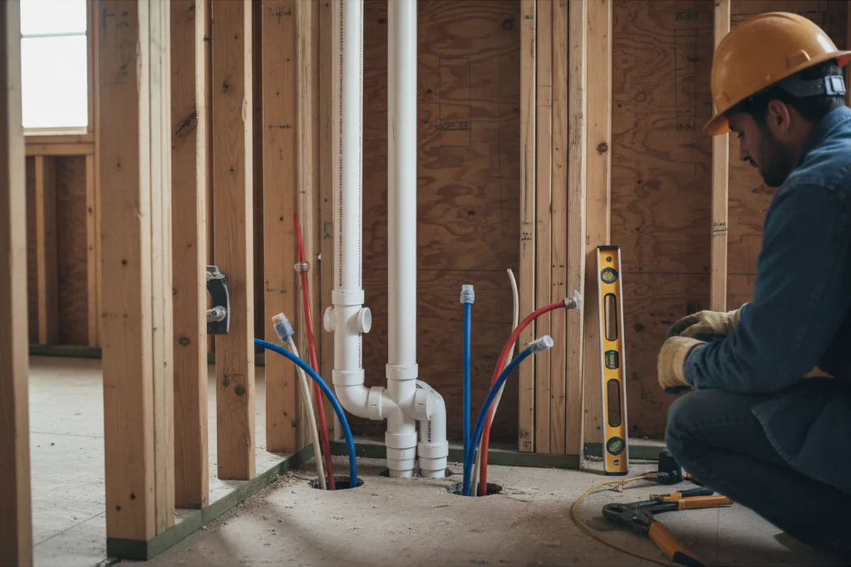 Drain and supply rough-in during Leak Detection in Trion