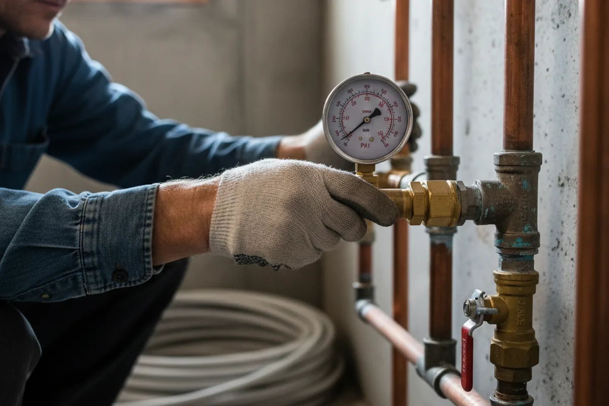 Pressure testing a repaired line during Water Line Repair in Trion